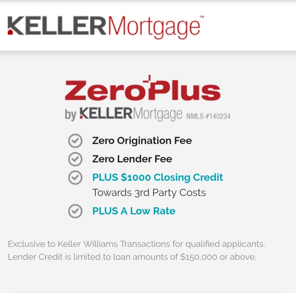 Save $$$ When You Buy A Home w/ ZeroPlus By Keller Mortgage! header image.