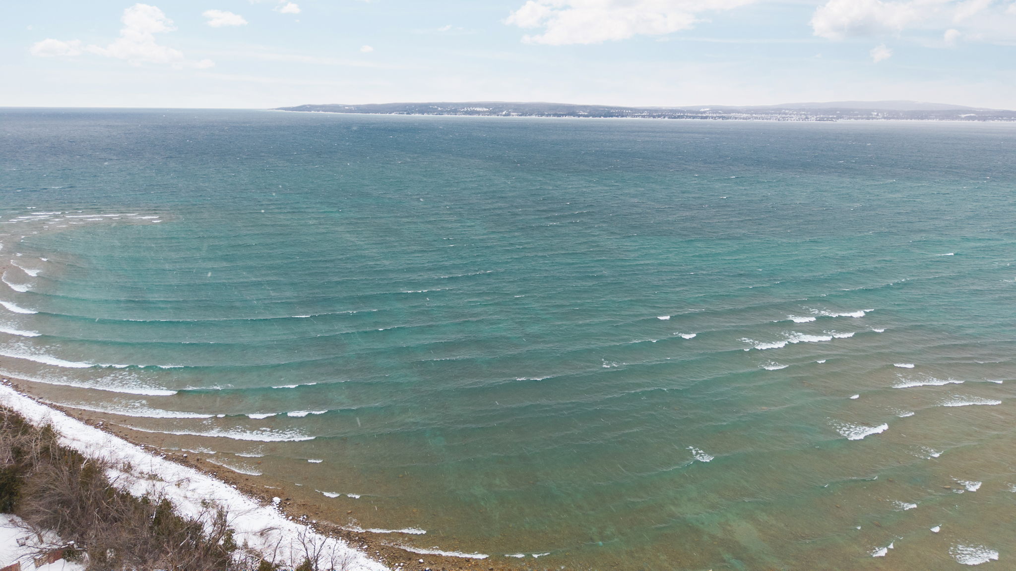 Lake Michigan shoreline in the winter. 