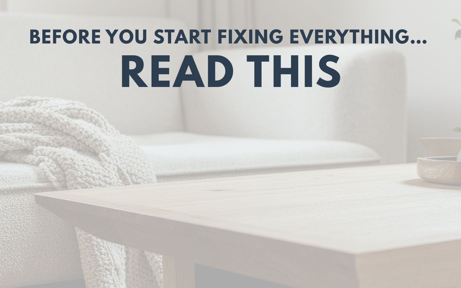 Graphic for a blog about the only repairs to make before selling your home, including paint, carpet, and decluttering.