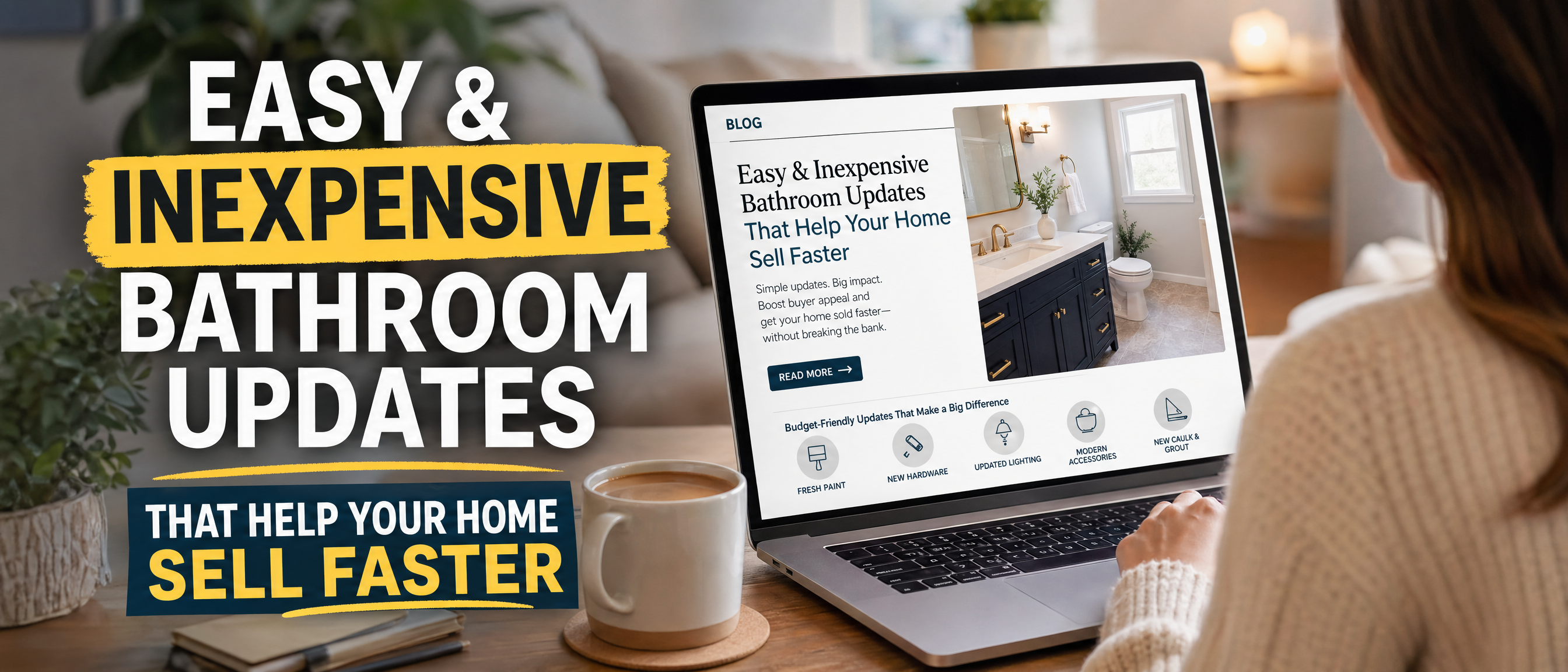 Easy & Inexpensive Bathroom Updates That Help Your Home Sell Faster header image.