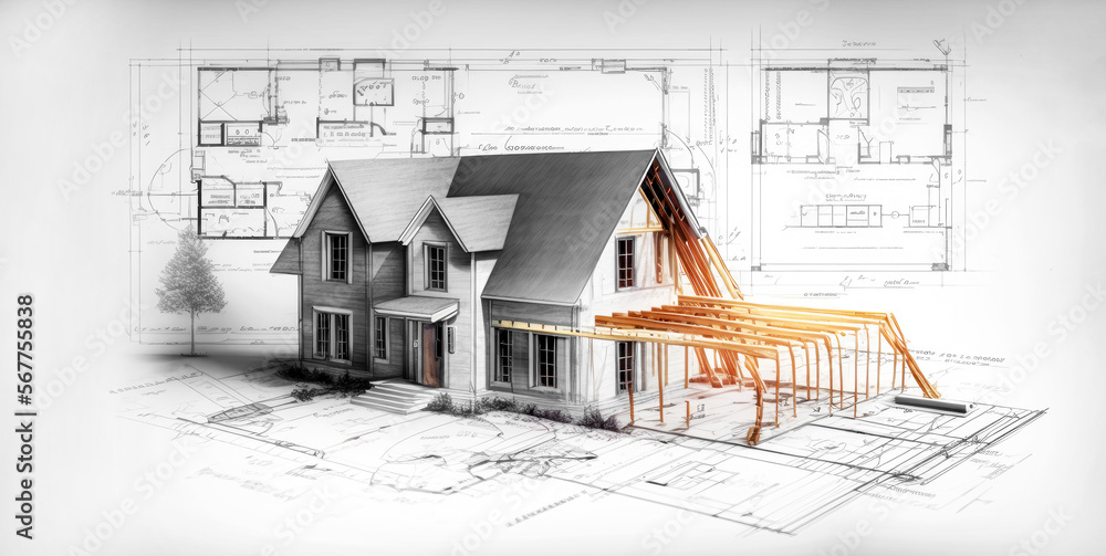 house be built, black/white