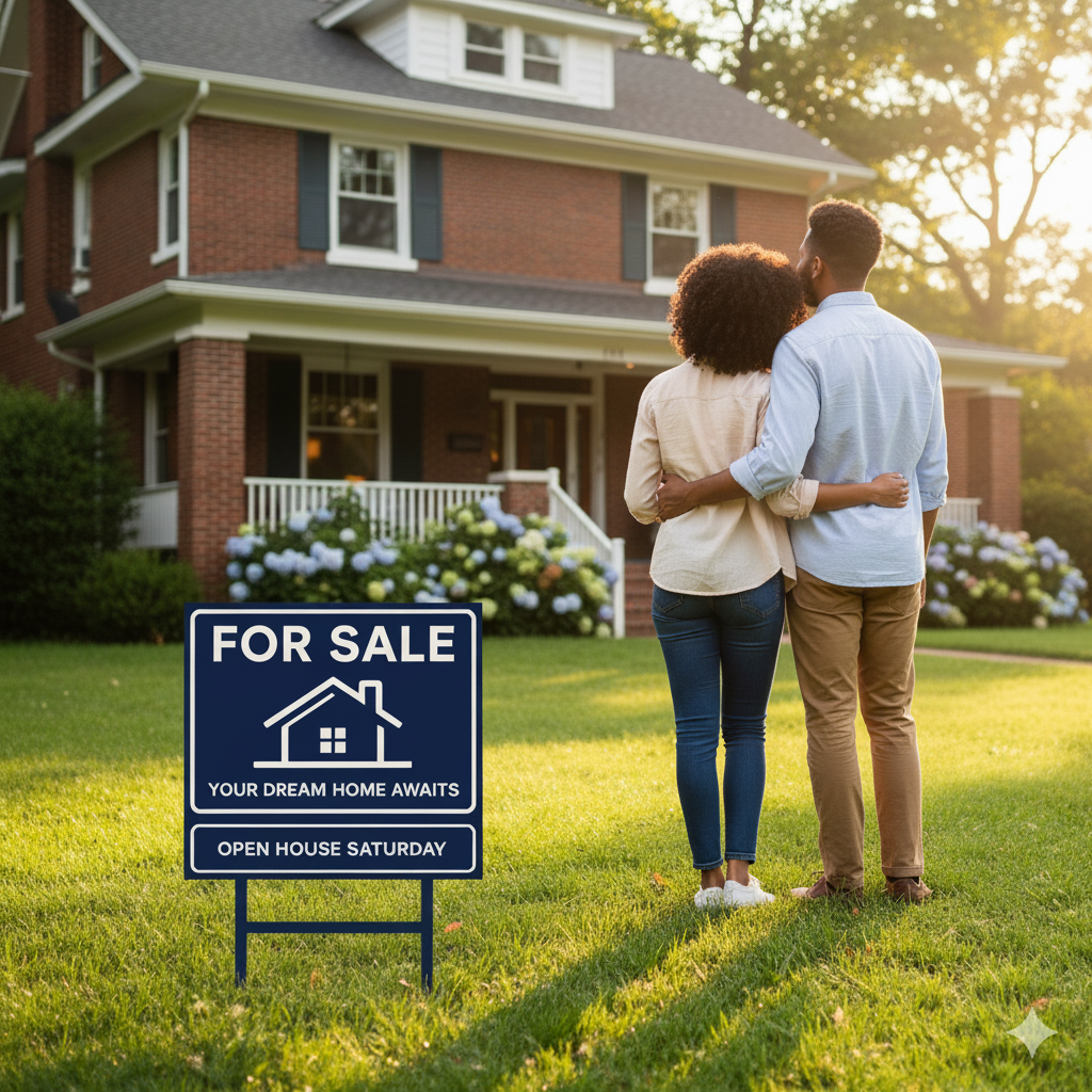 Image of a house with a for sale sign