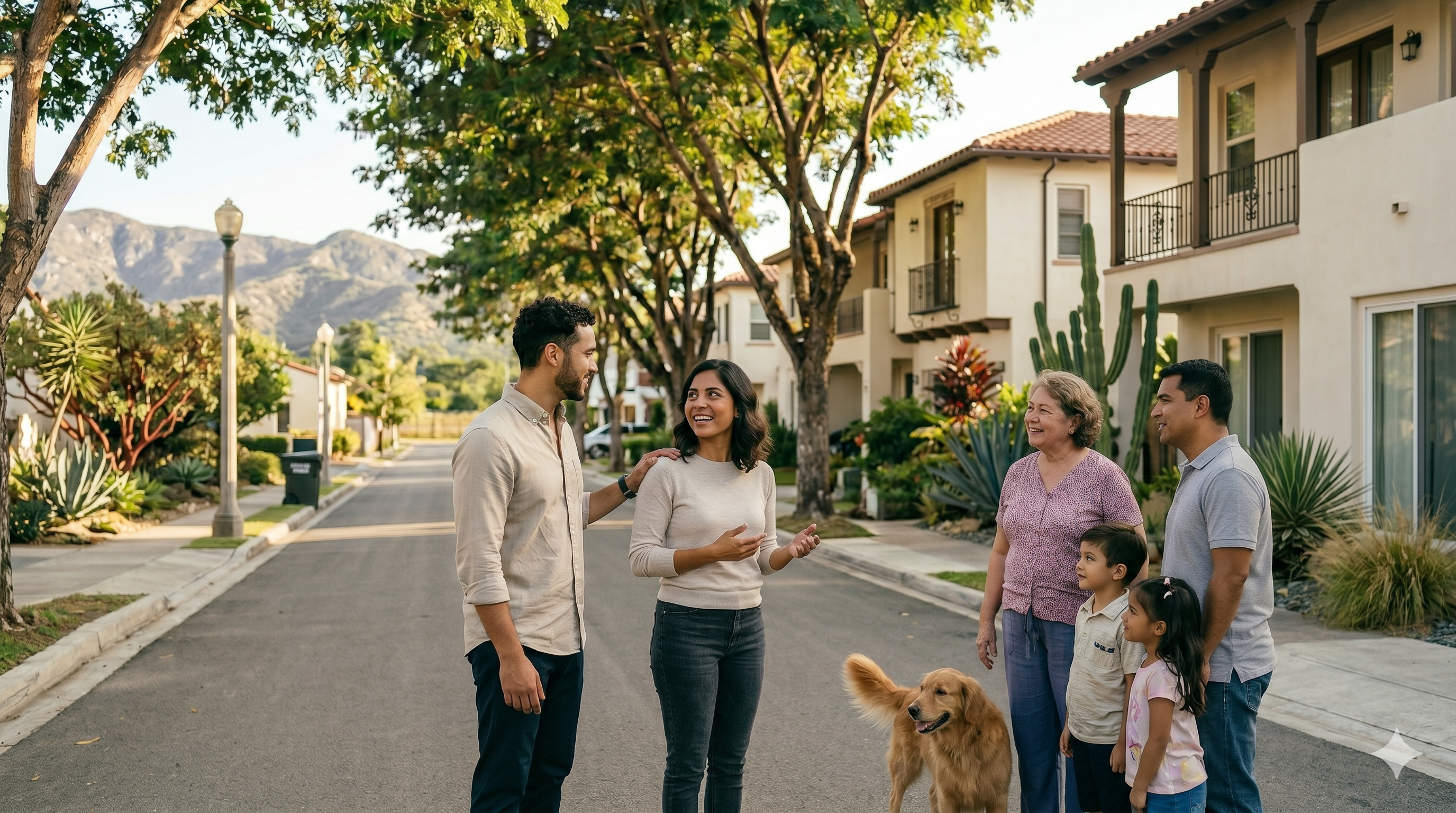 Homebuyers exploring a neighborhood during their home search