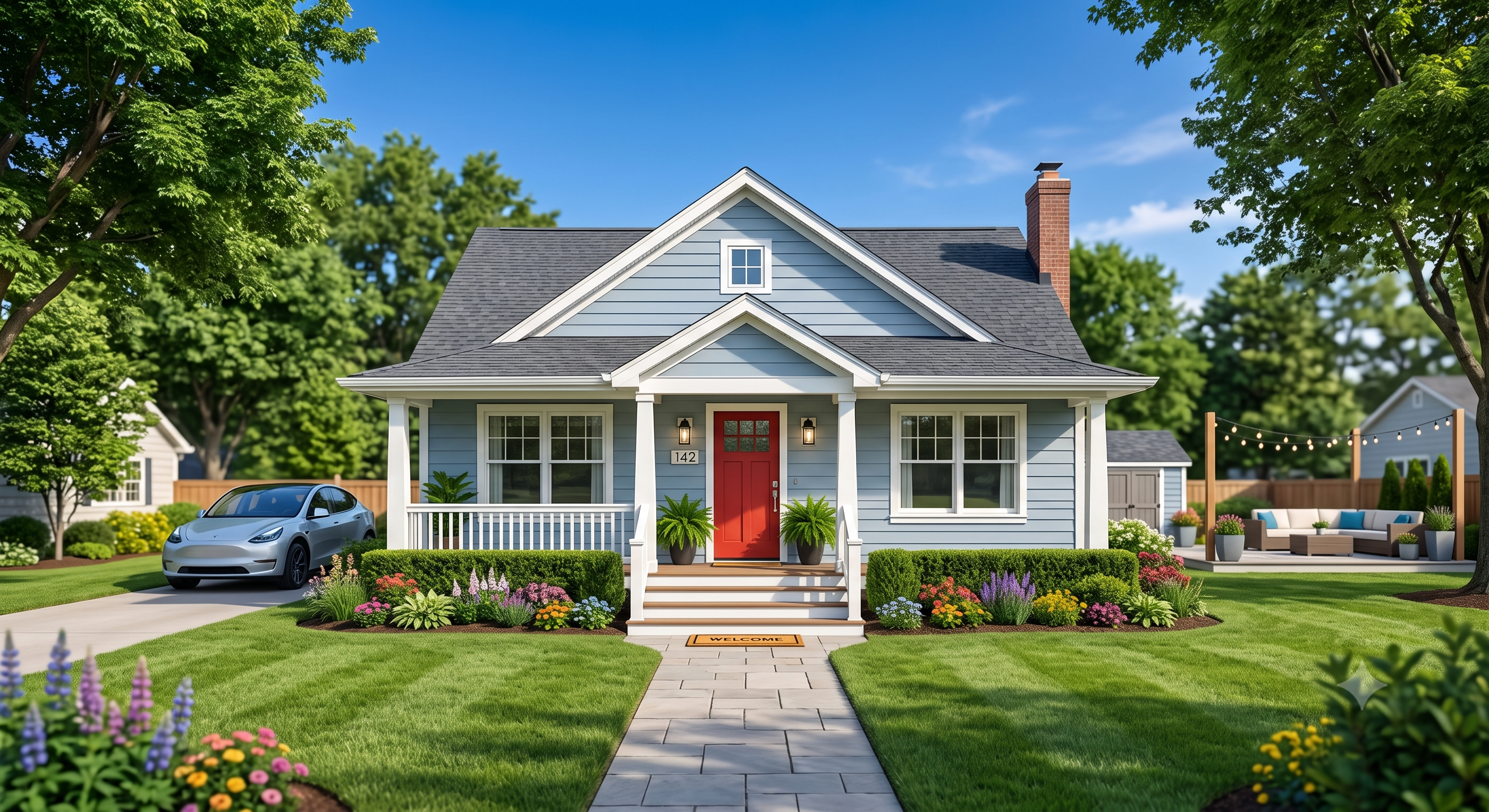 Summer curb appeal improvement at a home