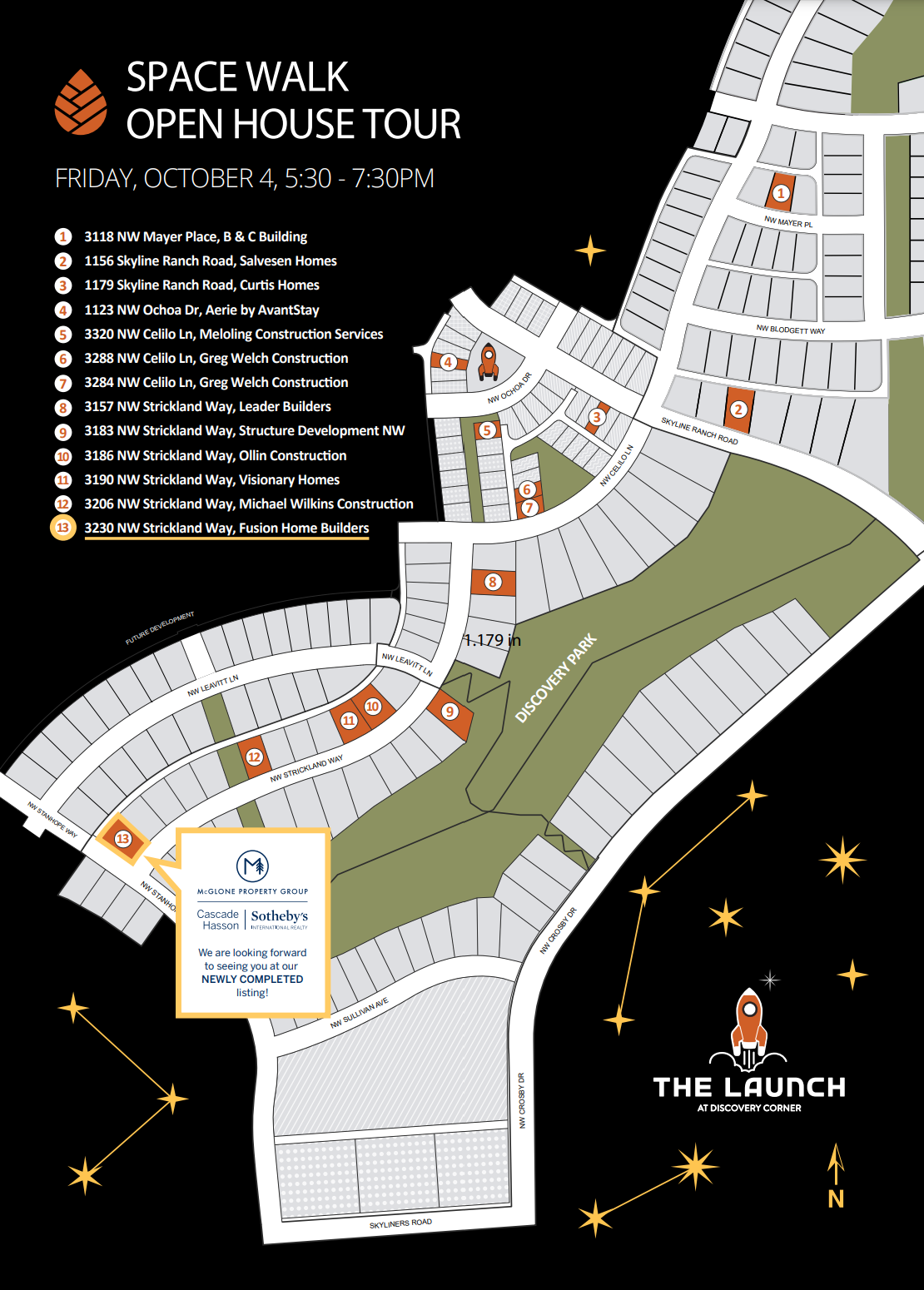 Discovery West Space Walk Open House Tour Map header image.