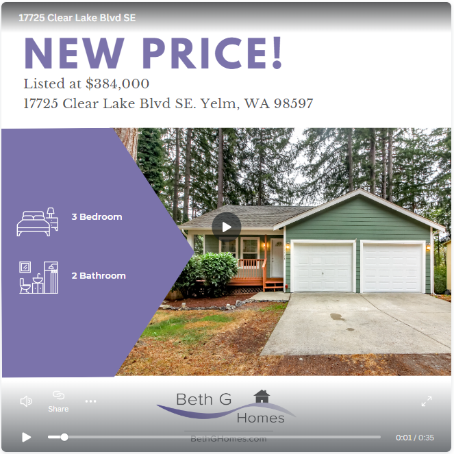 New Price on Beautiful Home in Yelm! header image.