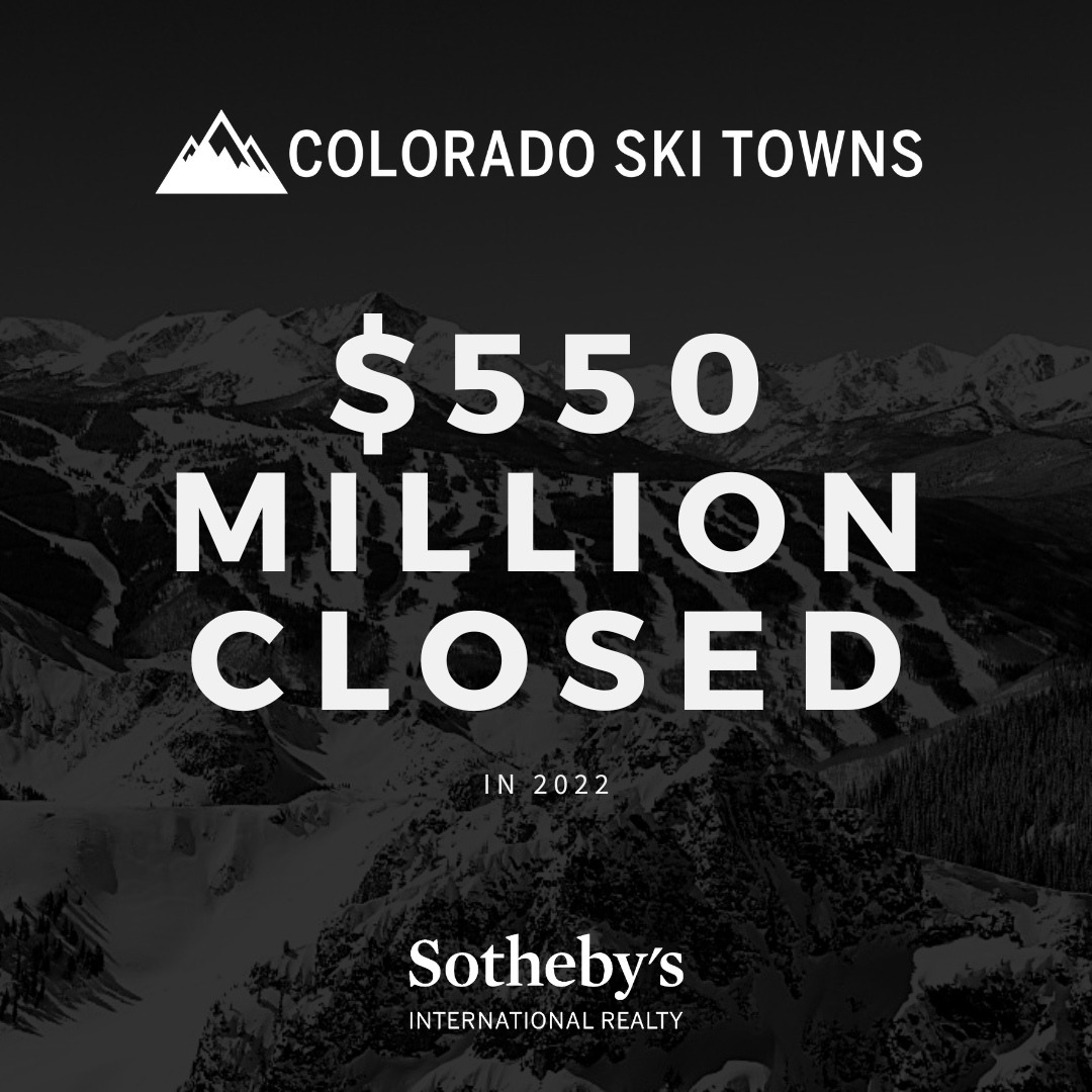 The Colorado Ski Towns group I am a part of closed $550 million in sales across Colorado in 2022! header image.