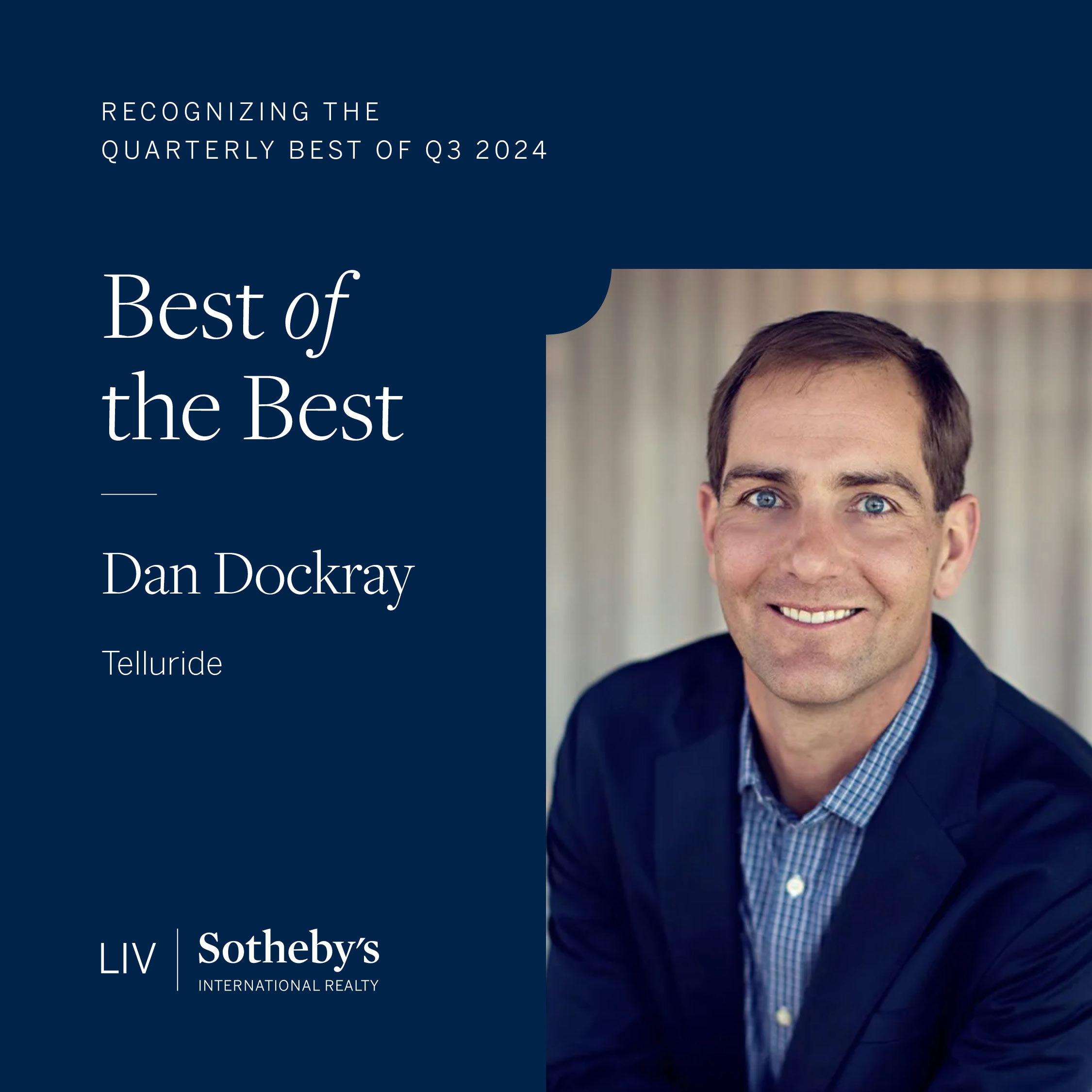 Honored to be recognized as a quarterly best agent in Q3 2024 for LIV Sotheby’s International Realty. Thank you for your continued support! header image.