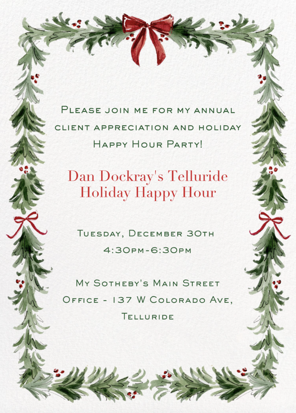 Holiday Happy Hour header image.