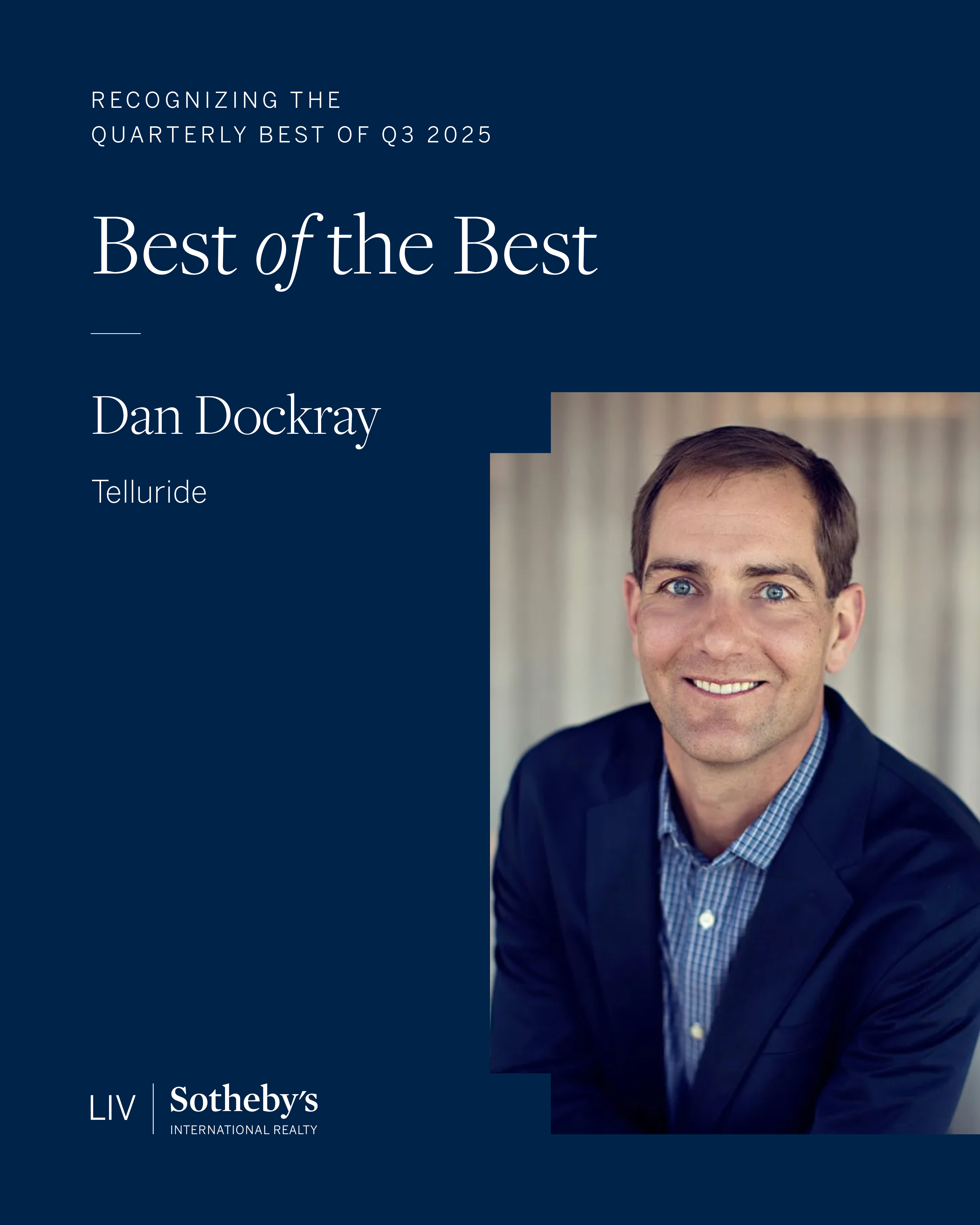 I am honored to be recognized by LIV Sotheby’s International Realty as the Quarterly best for Q3 2025! Thank you for your continued support! header image.
