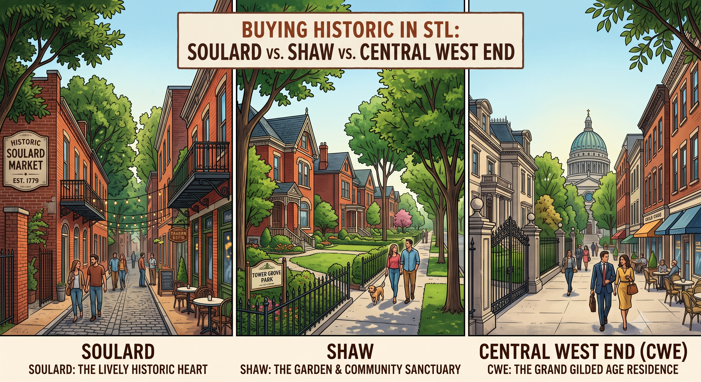 Buying Historic in STL: Soulard vs. Shaw vs. Central West End header image.