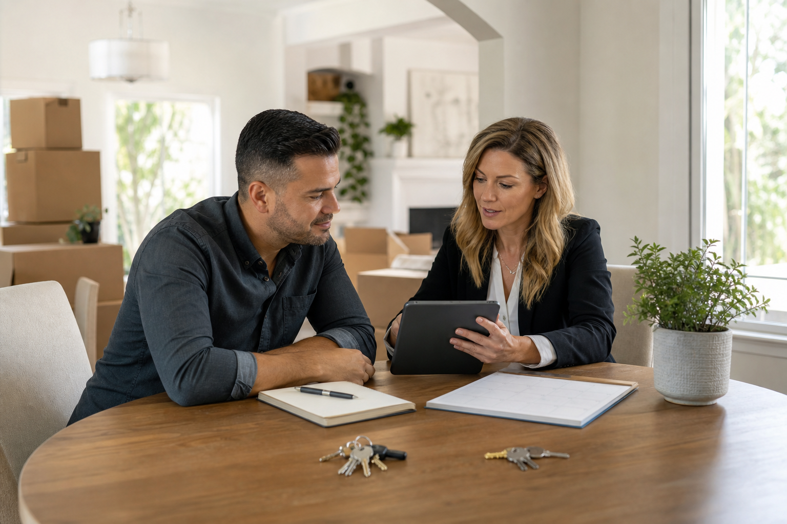 Houston-area homebuyer reviewing a local home search plan with Tricia Turner Group.