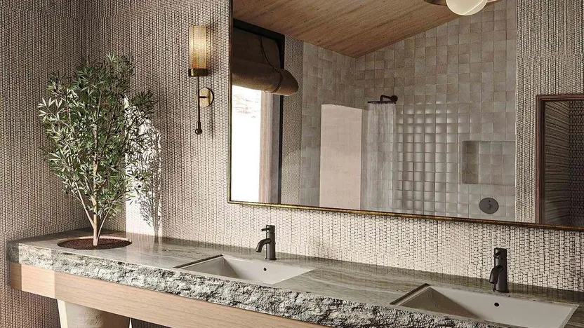 5 Bold Ways To Add Quiet, Sophisticated Neutrals to Your Bathroom By Realtor.com header image.