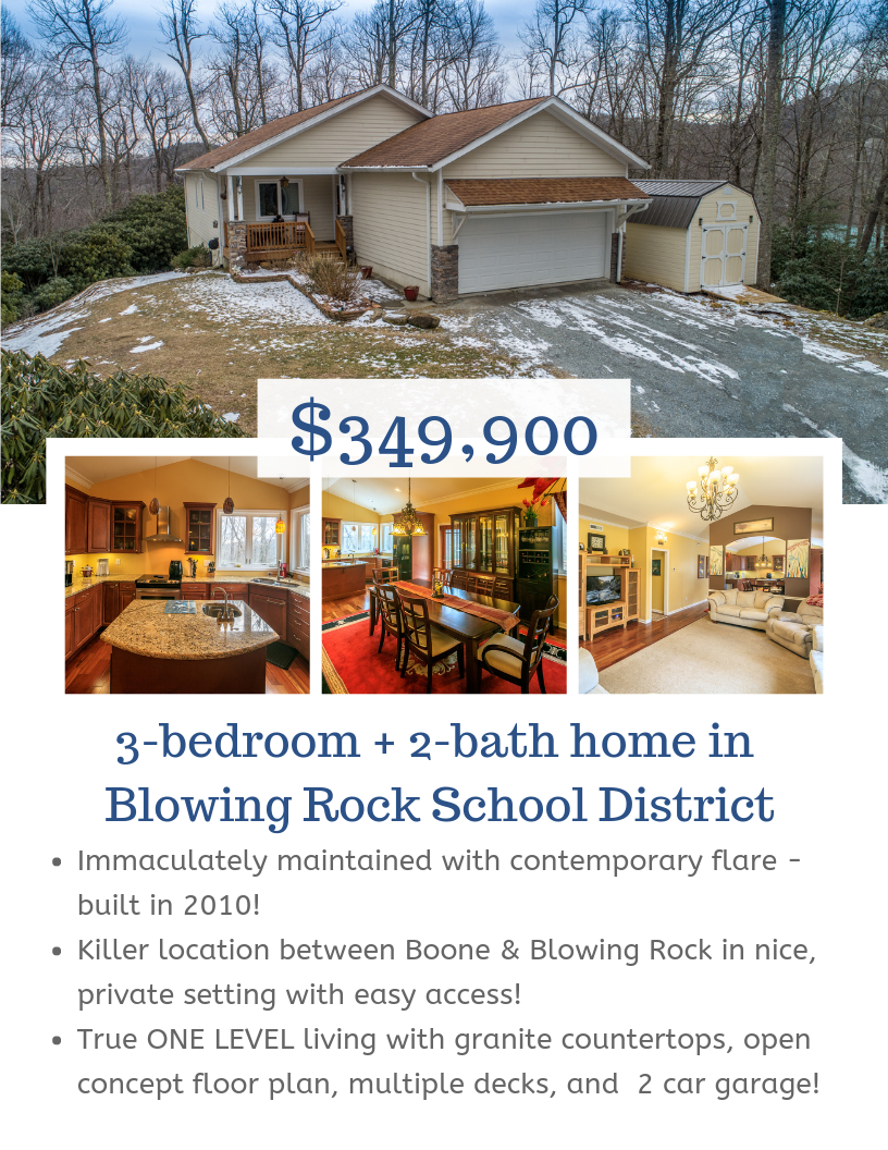 Immaculate, Contemporary Home in GREAT Location! *Blowing Rock School District* header image.