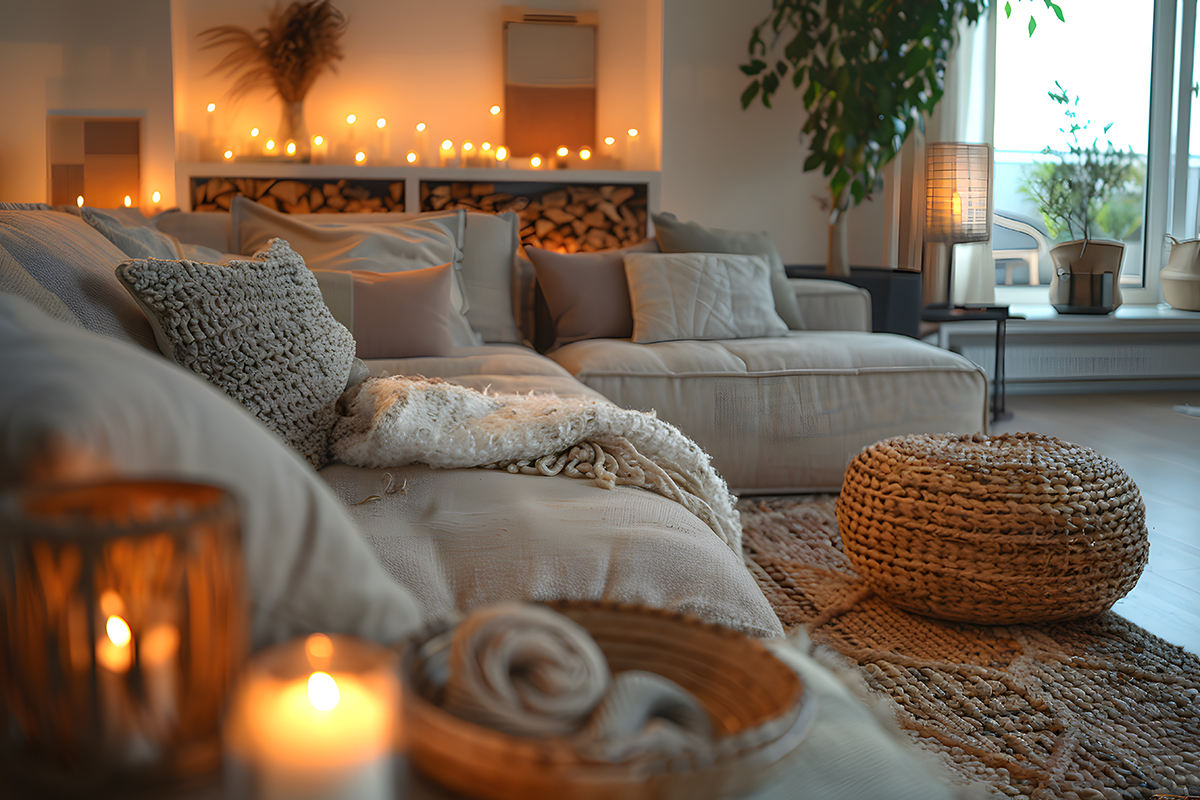 Cozy living room in the autumn