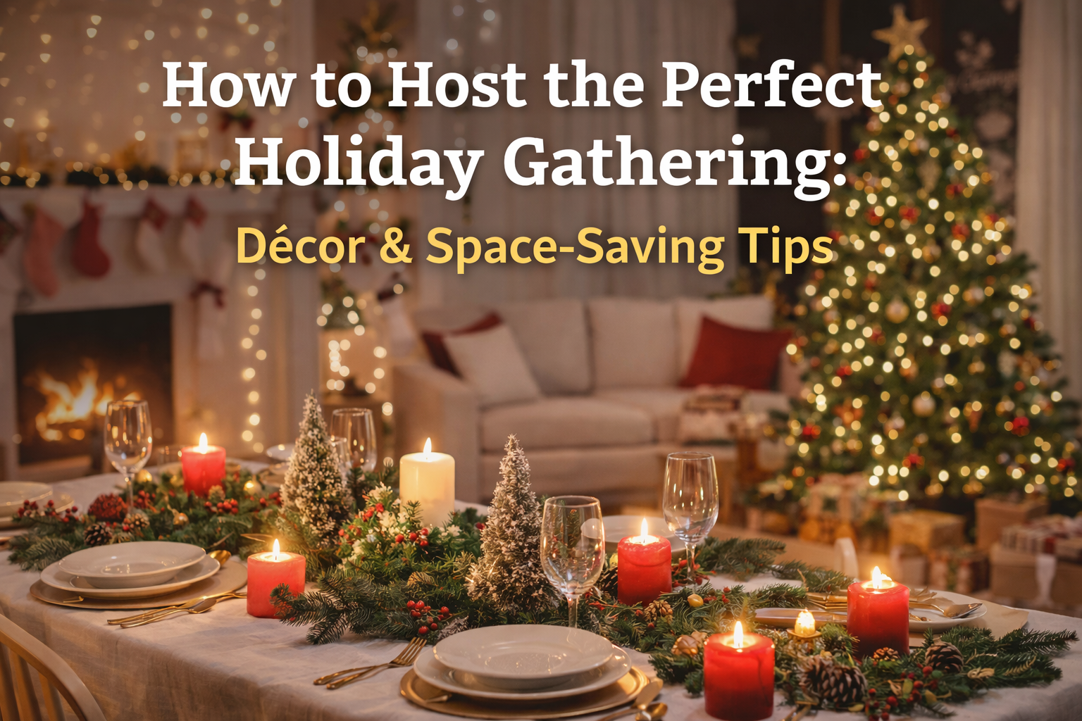 How to Host the Perfect Holiday Gathering: Décor & Space-Saving Tips header image.