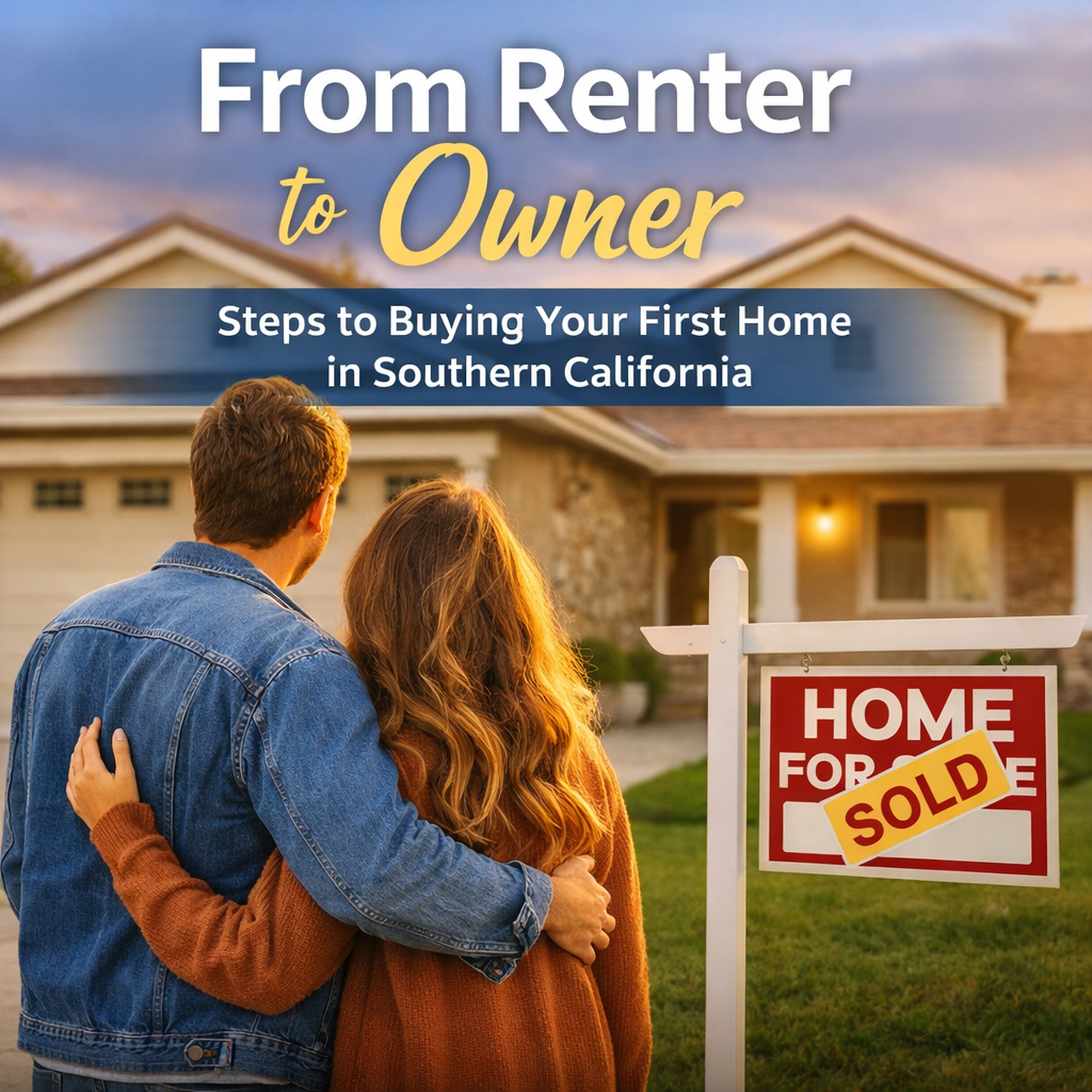 From Renter to Owner: Steps to Buying Your First Home in Southern California header image.