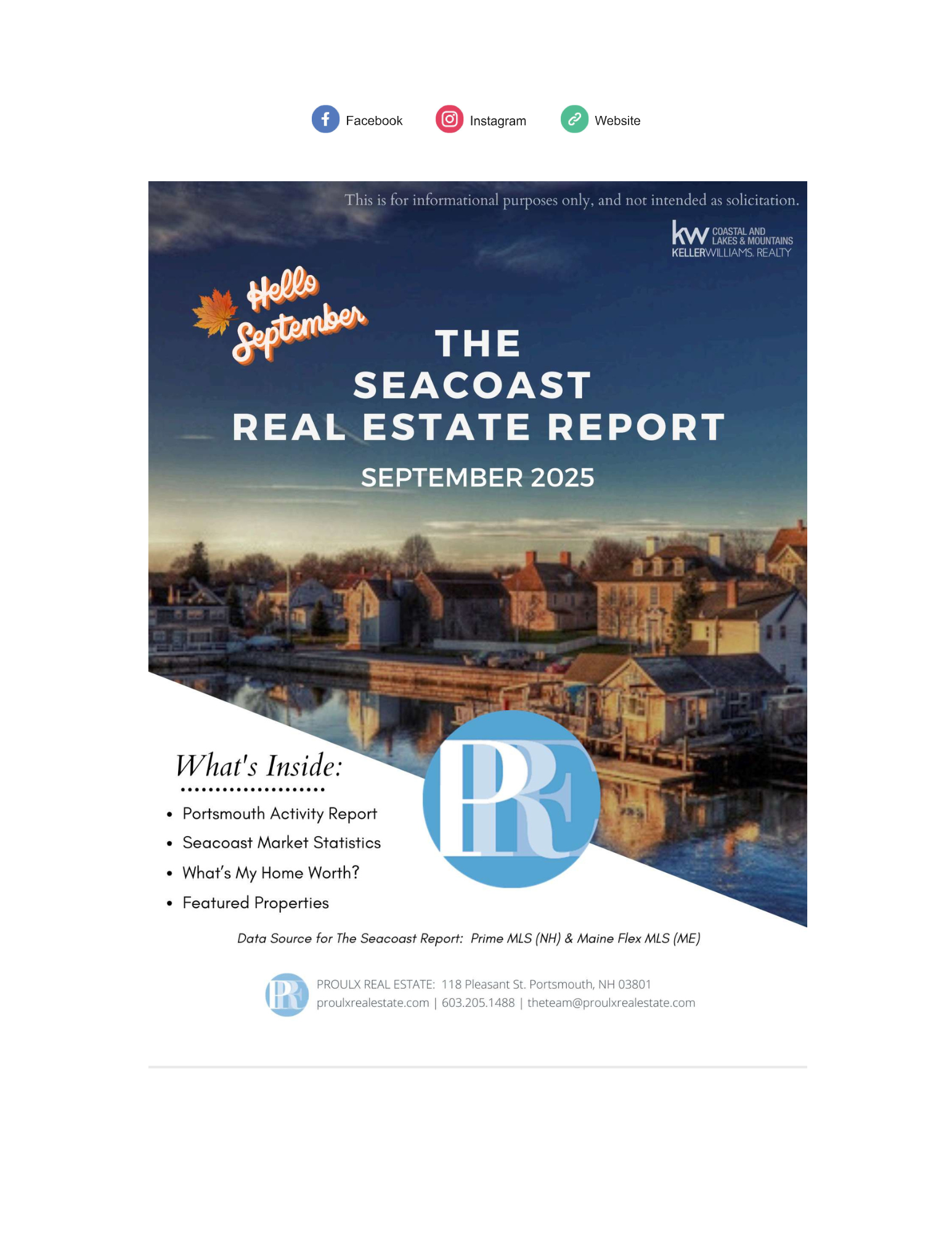 Proulx Real Estate September 2025 Seacoast Report header image.