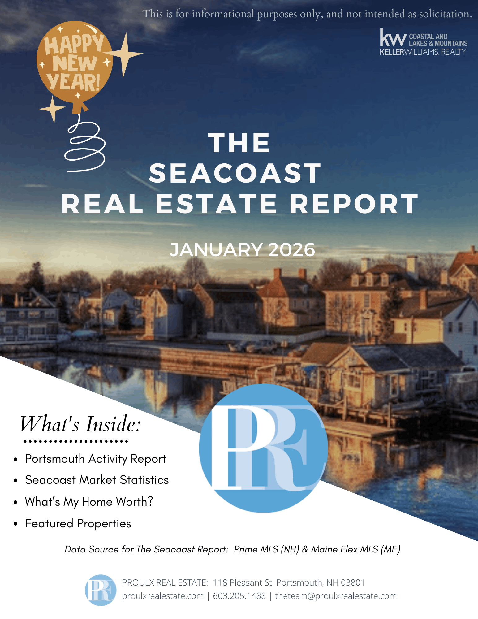 Proulx Real Estate January 2026 Seacoast Report header image.
