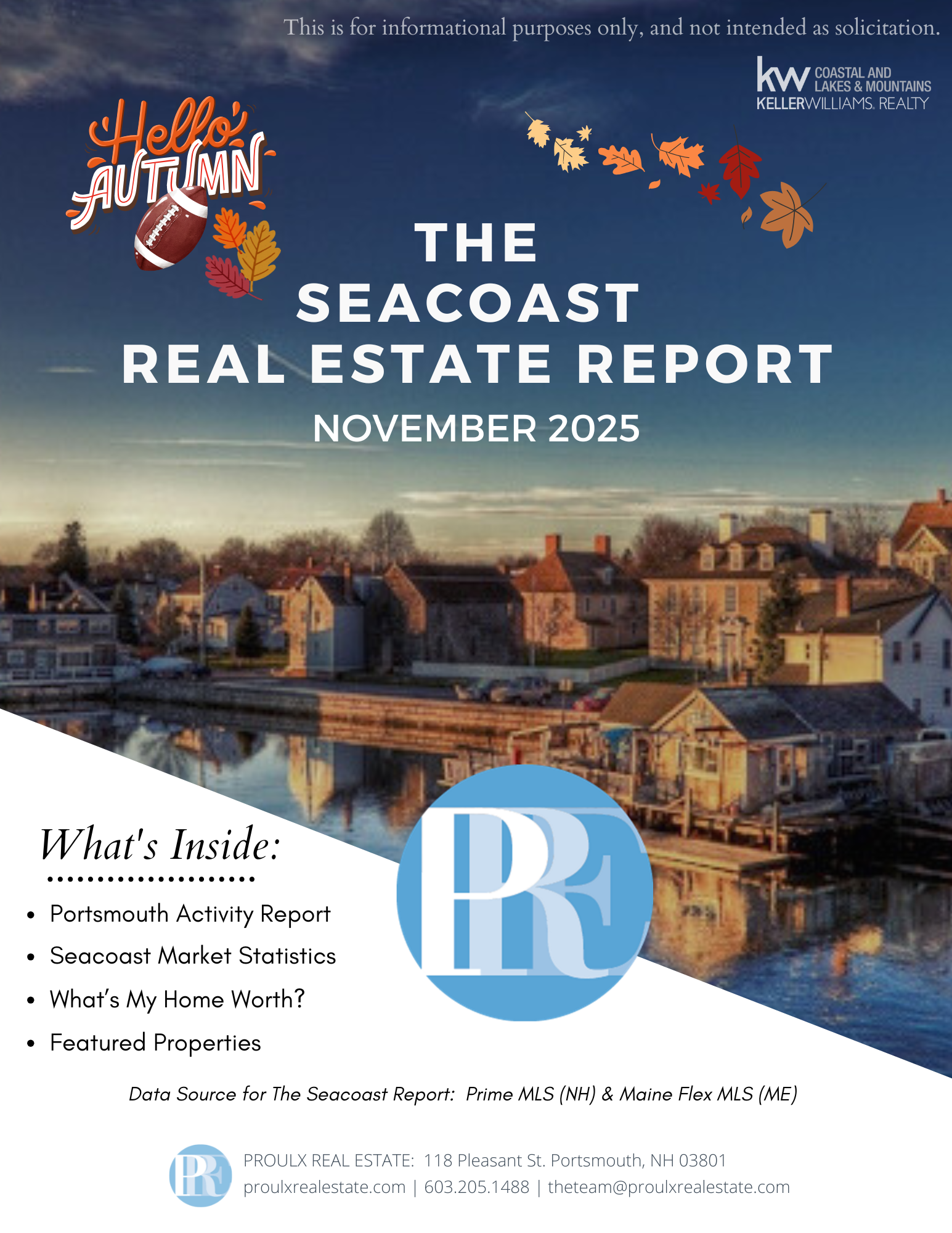 Proulx Real Estate November 2025 Seacoast Report header image.
