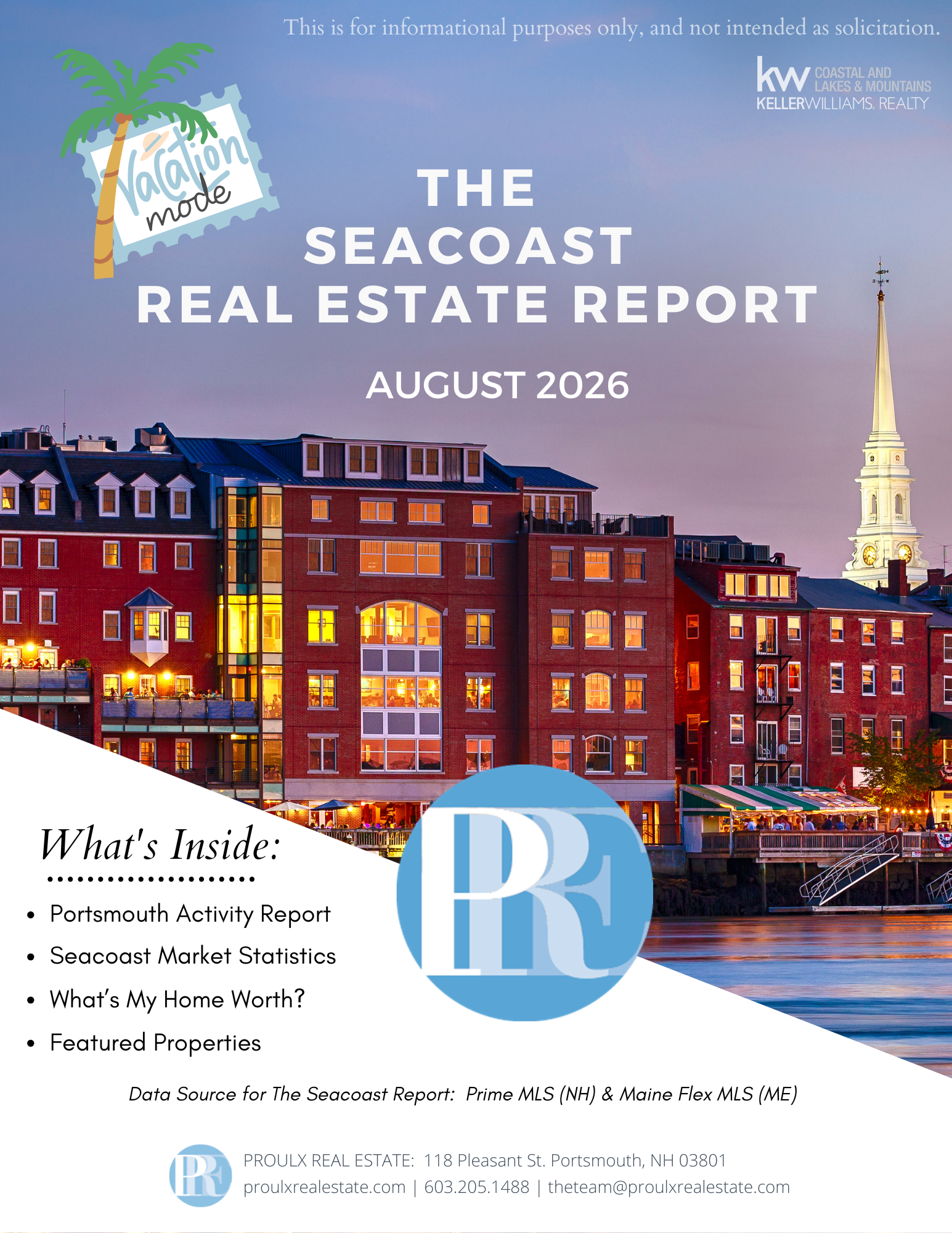 Proulx Real Estate August 2026 Seacoast Report header image.