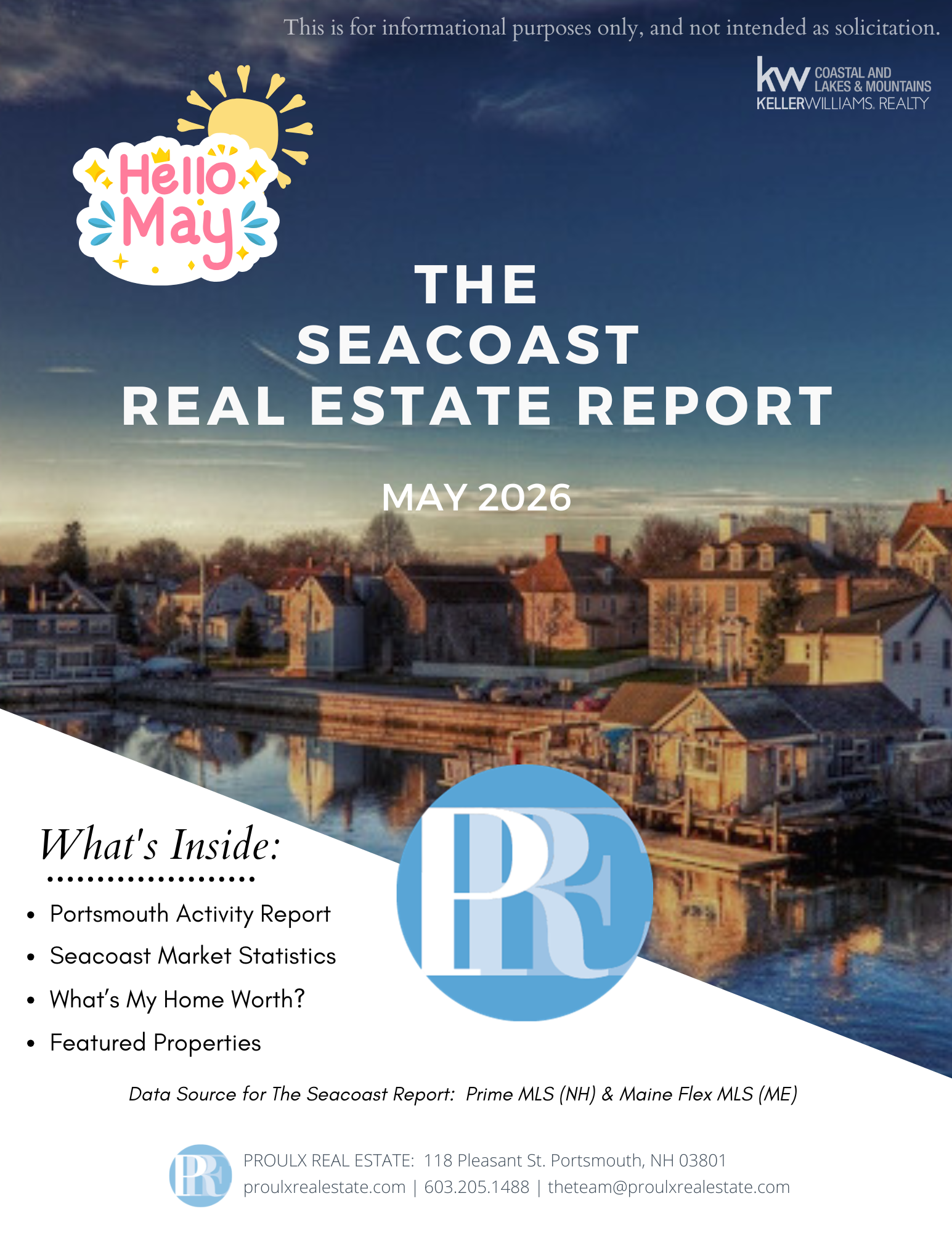 Proulx Real Estate May 2026 Seacoast Report header image.