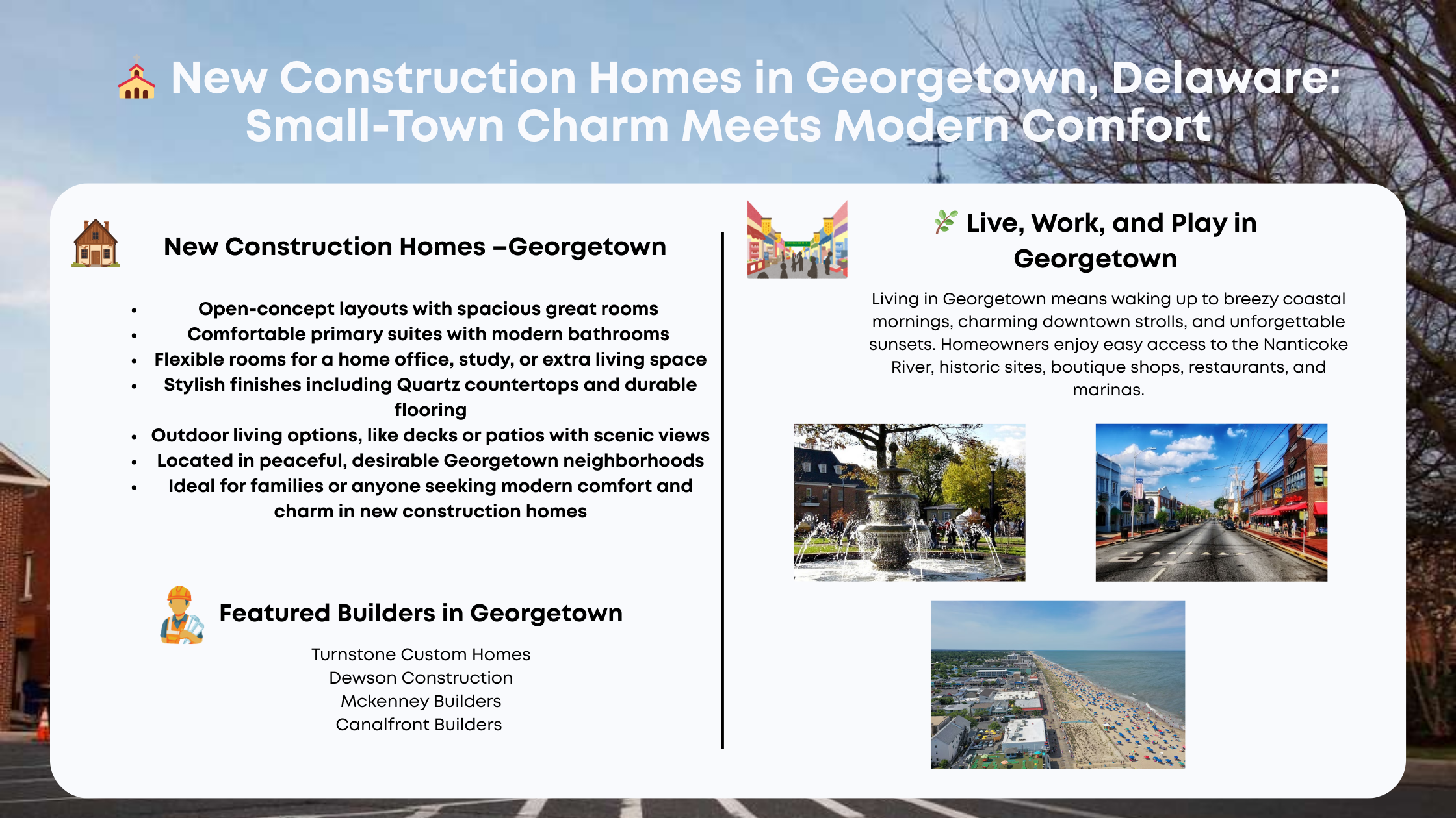 ⛪ New Construction Homes in Georgetown, Delaware: Small-Town Charm Meets Modern Comfort header image.