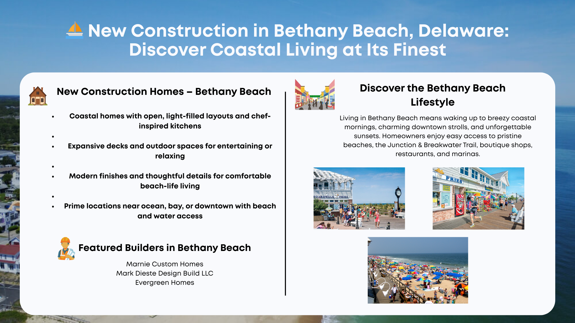 ⛵️ New Construction in Bethany Beach, Delaware: Discover Coastal Living at Its Finest header image.