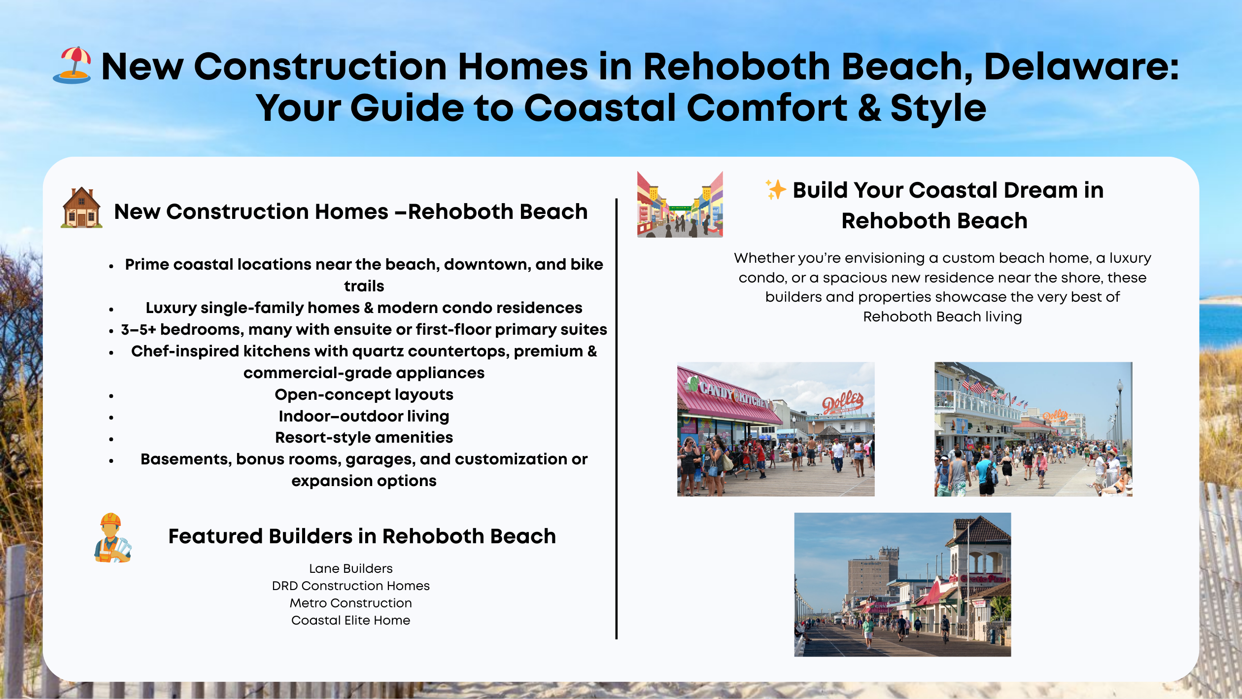 🏖️ New Construction Homes in Rehoboth Beach, Delaware: Your Guide to Coastal Comfort & Style header image.