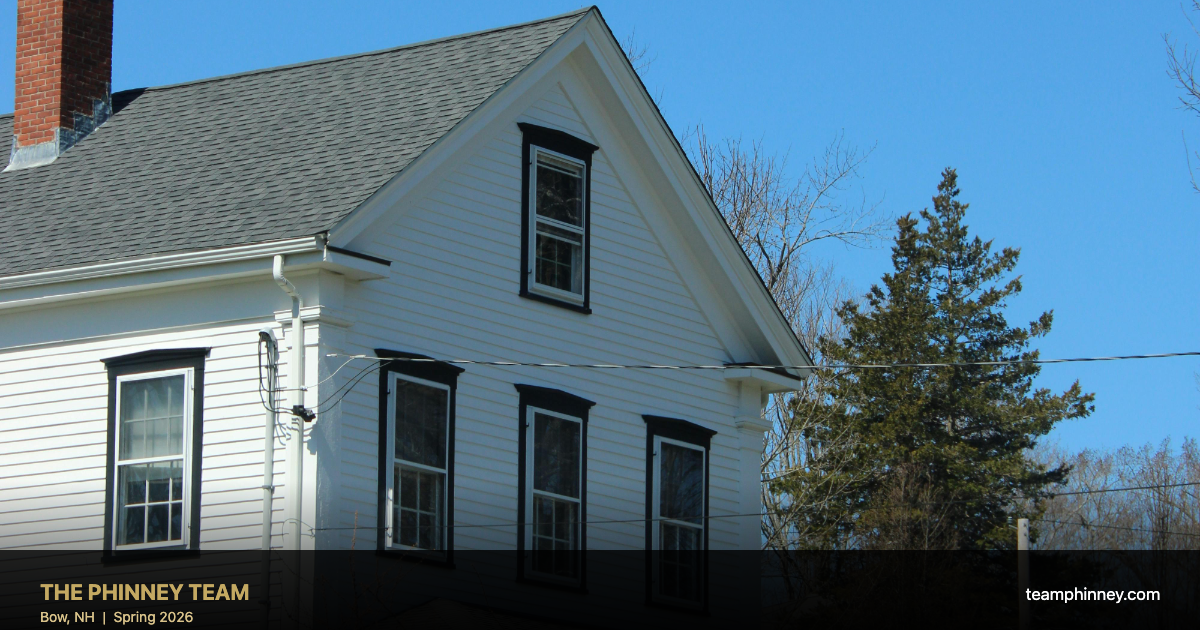 Classic New England colonial home representing the housing market for homes for sale in Bow NH
