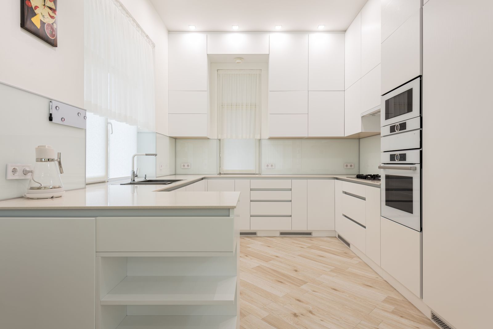 Bright modern kitchen interior in a New Hampshire home being prepared for sale during a divorce