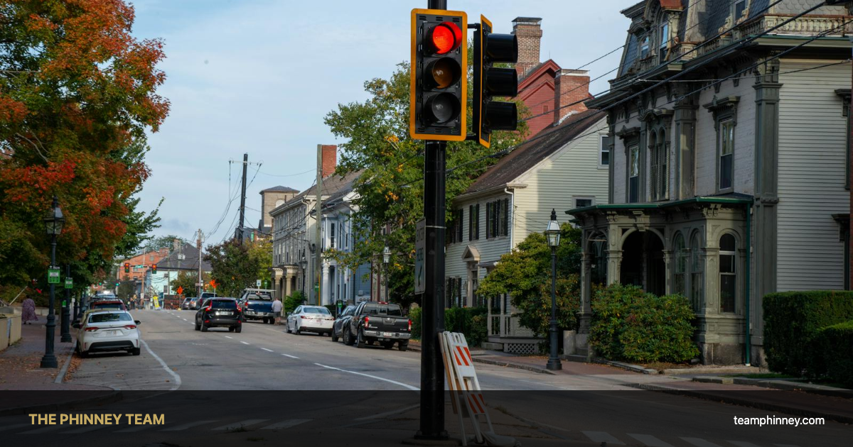 Historic New England street representing property taxes Bedford NH
