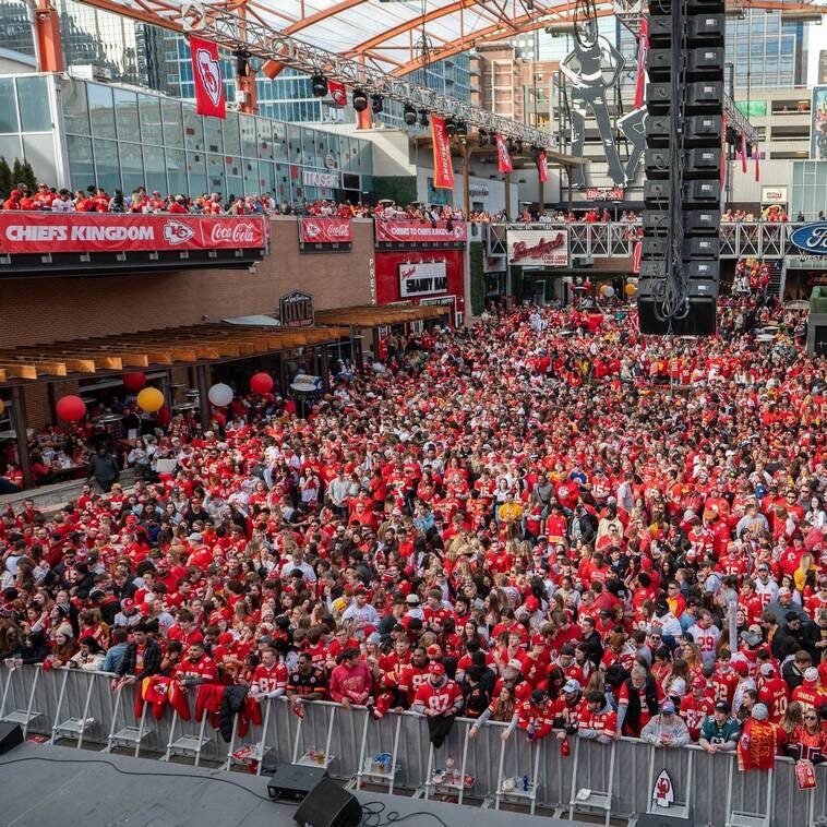 Chiefs game at Power and Light District in Kansas City Missouri