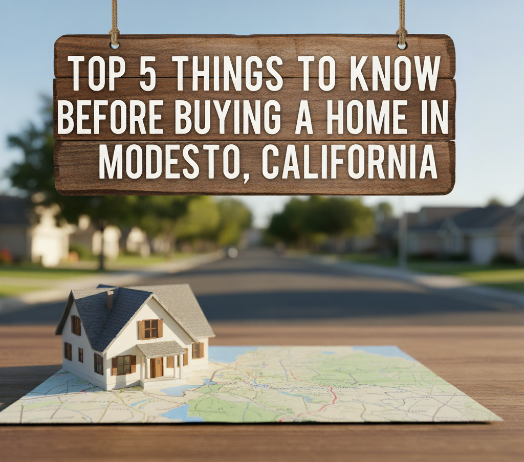 Top 5 Things to Know Before Buying a Home in Modesto, California header image.
