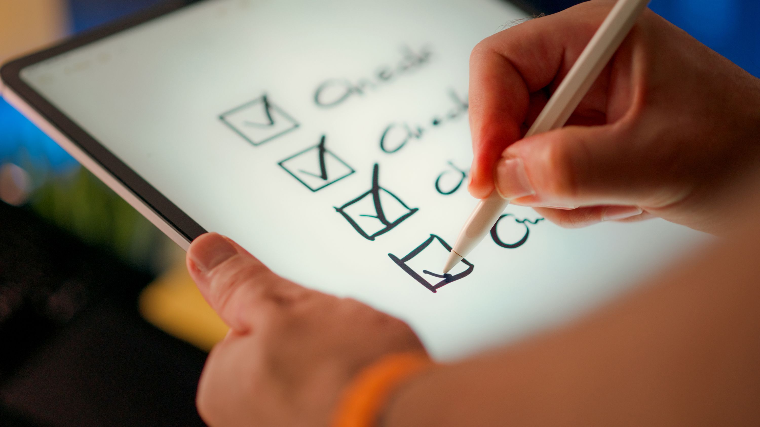 Tablet with checklist