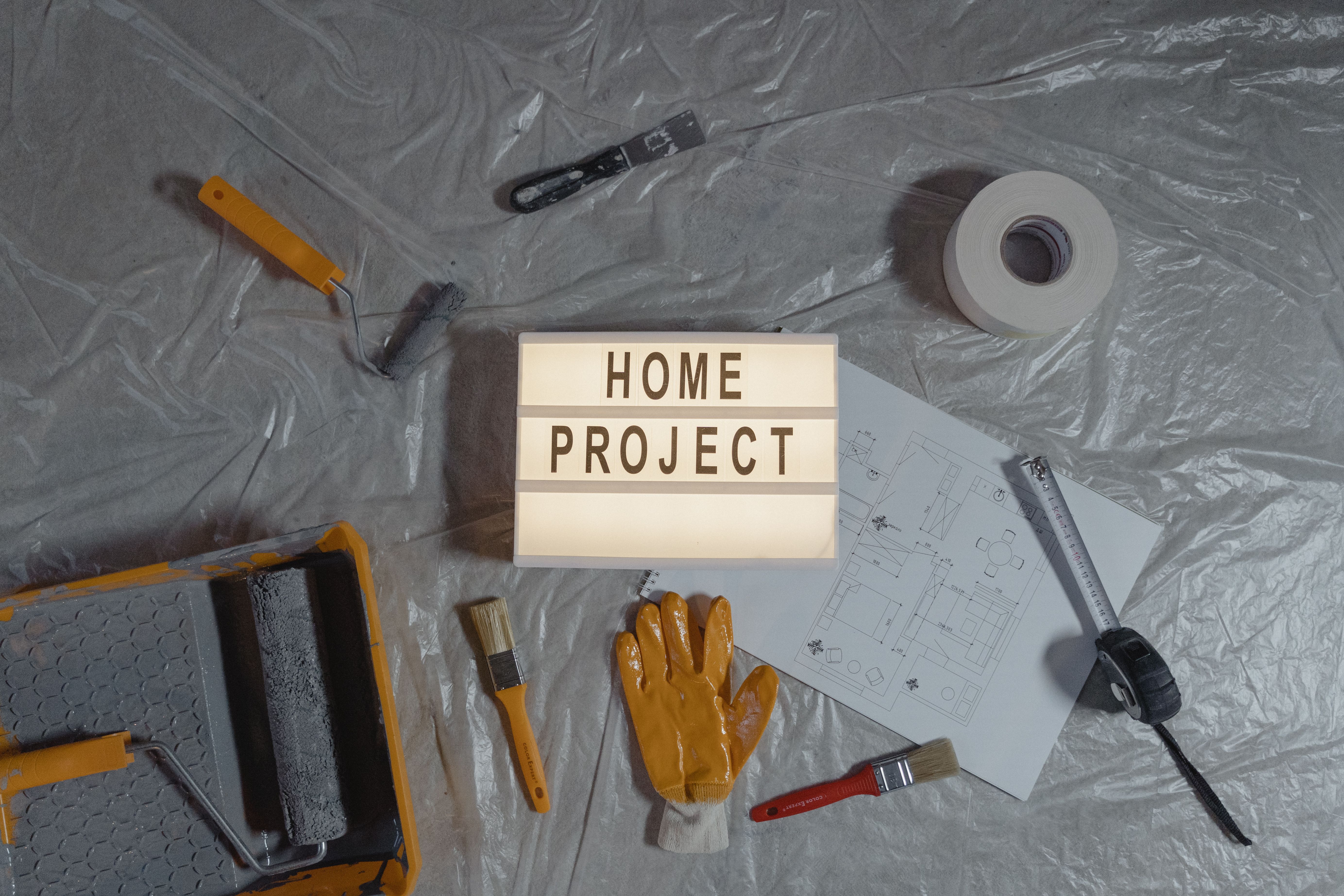 Home project letterboard with tools around it