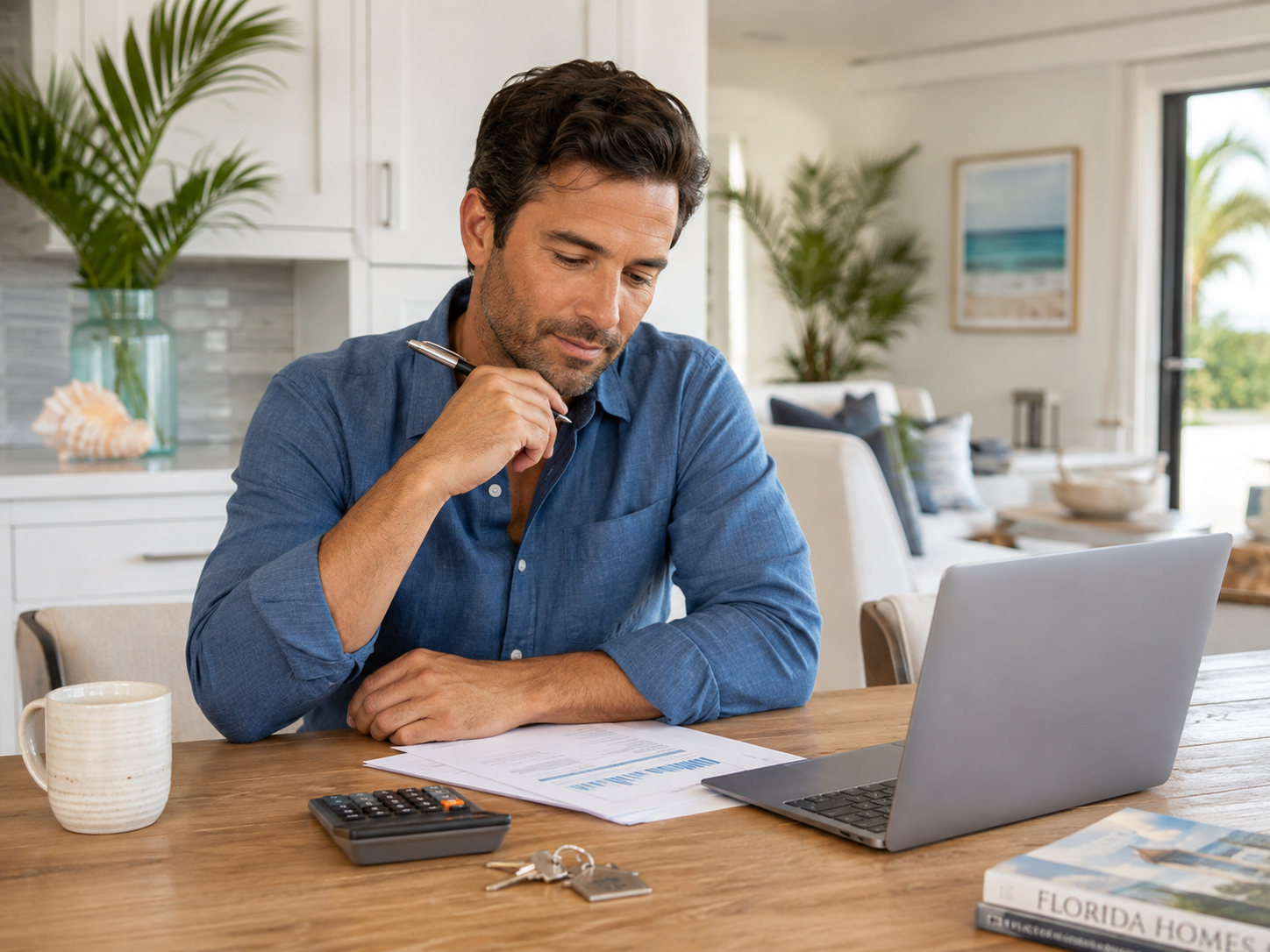 Florida homebuyer comparing mortgage Loan Estimates, interest rates, closing costs and lender fees.