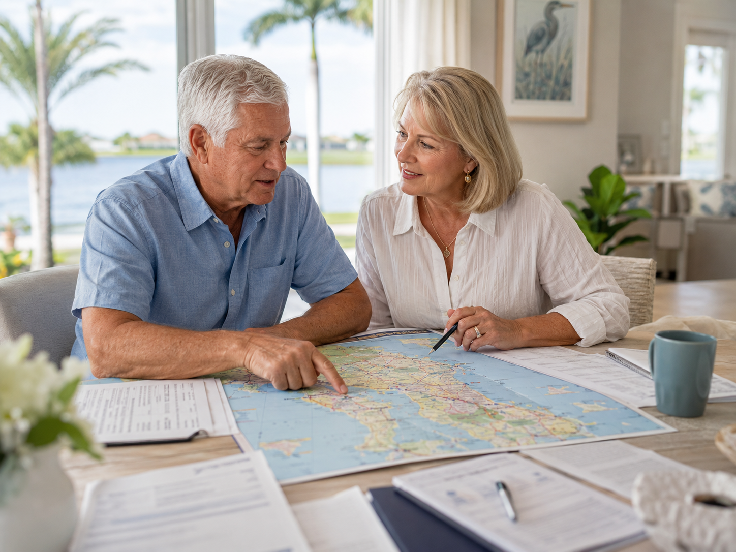 Retirees comparing Florida communities and calculating property-specific housing and relocation costs.