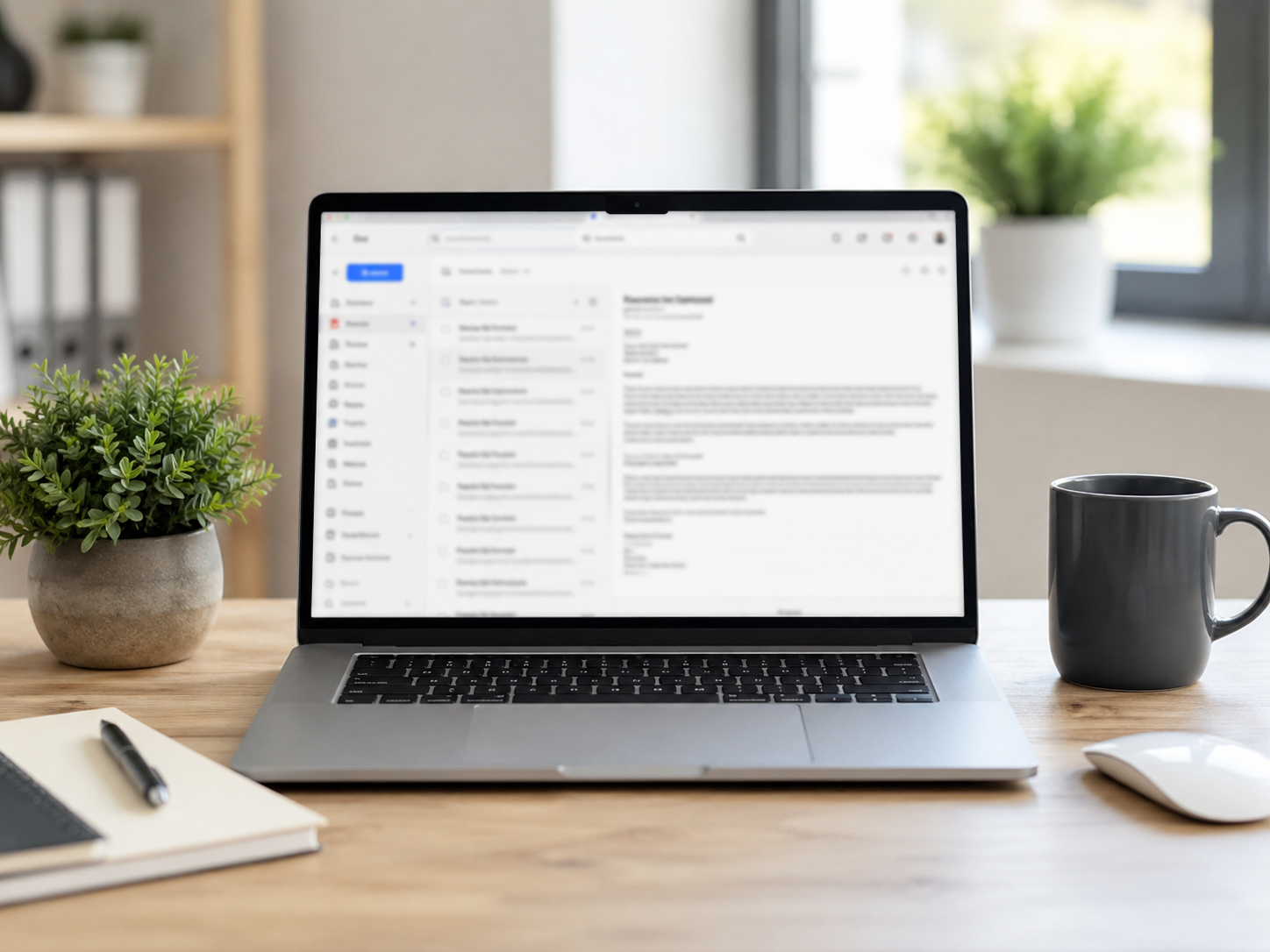 Laptop open on desk with email application displayed on screen, revealing an attempted wire fraud scam
