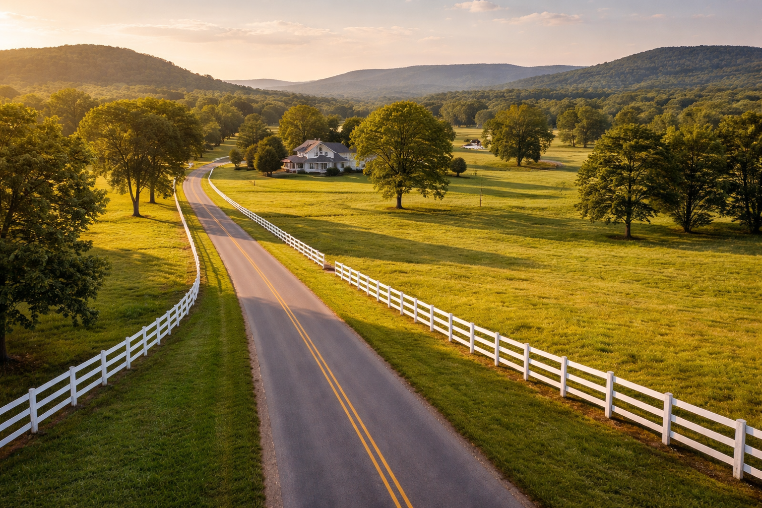Rural property with open land and a country road in the Lascassas area of Rutherford County Tennessee near Murfreesboro.