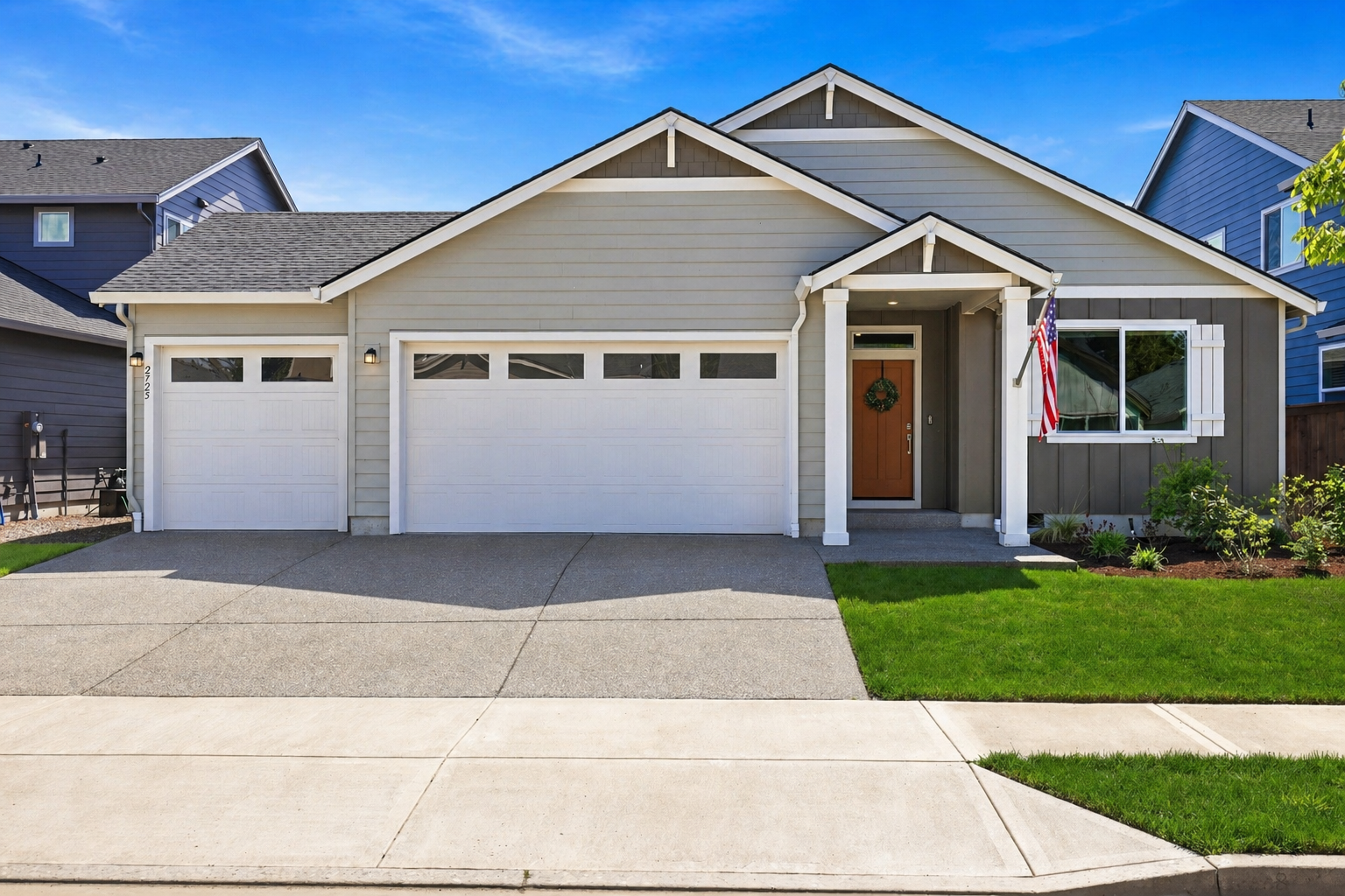 Single-level home for sale at 2725 S 6th Way in Ridgefield Washington with 4 bedrooms, 2 bathrooms, 3-car garage, and fenced yard