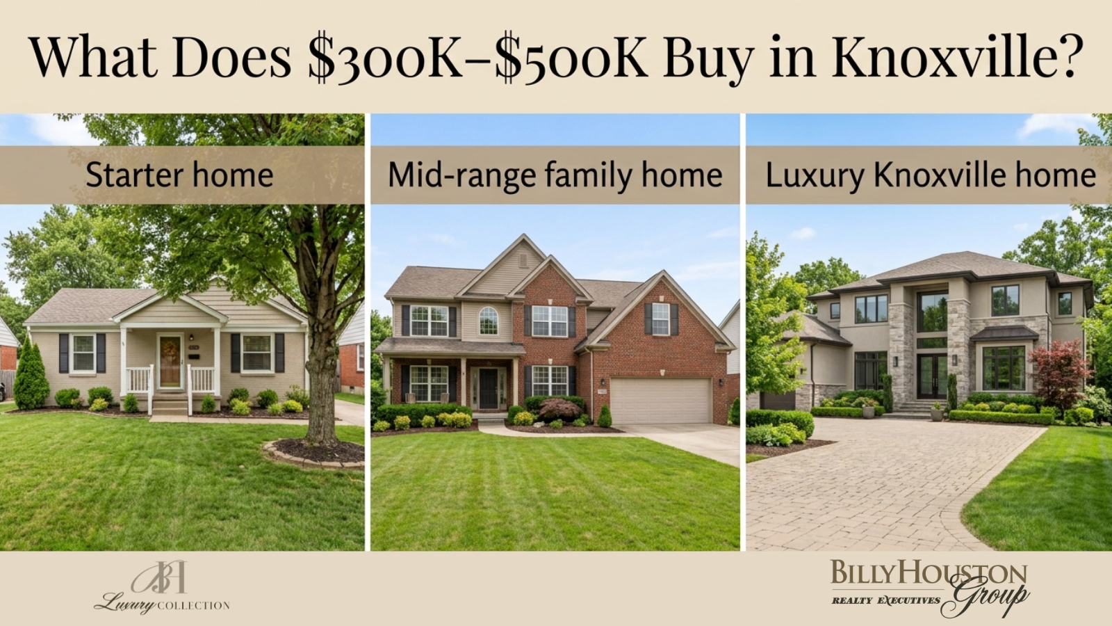 Different styles of homes and price ranges available in Knoxville Tennessee real estate market