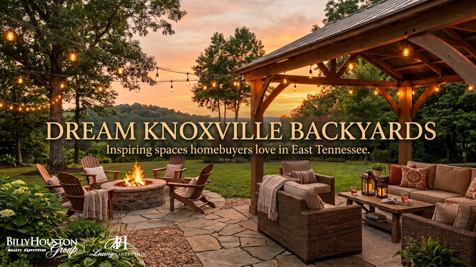 Beautiful outdoor living space with a patio and fire pit at a Knoxville Tennessee home