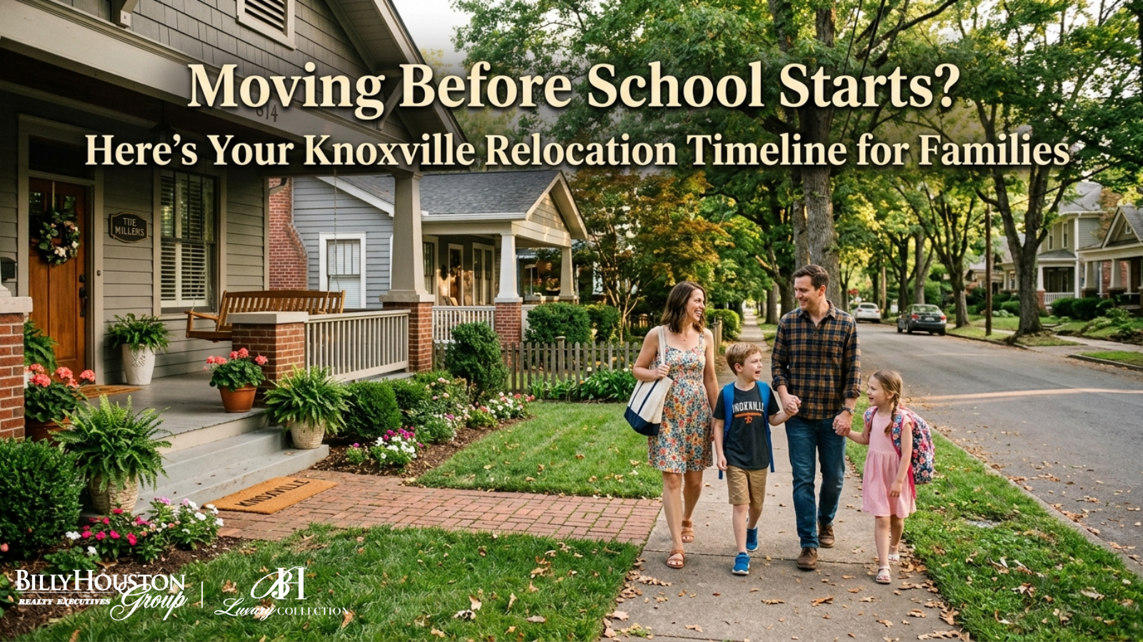 Family-friendly Knoxville Tennessee neighborhood with homes and outdoor spaces before the school year begins