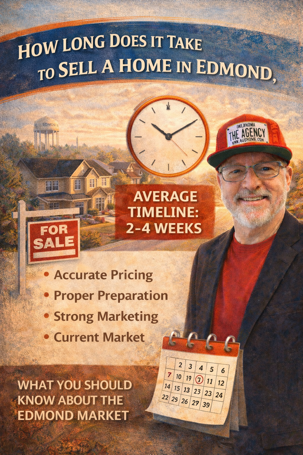 Infographic showing how long it takes to sell a home in Edmond Oklahoma featuring listing expert Ryan Hukill