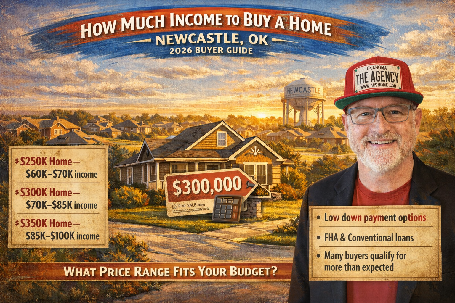 Ryan Hukill featured in infographic showing income needed to buy a home in Newcastle Oklahoma based on 2026 home prices