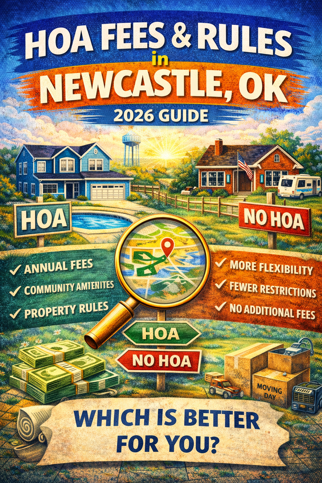 Newcastle OK HOA fees, neighborhoods with HOA Newcastle OK, no HOA homes Newcastle OK