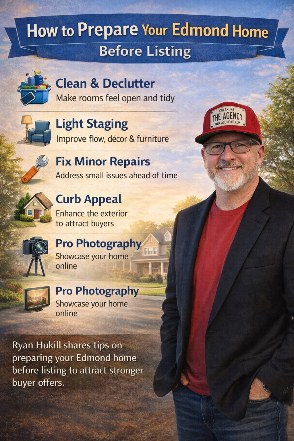 Edmond Oklahoma Realtor Ryan Hukill explaining how to prepare a home before listing it for sale