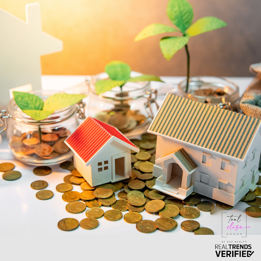 Miniature houses, coins, and growing plants symbolizing Maryland real estate as a path to building generational wealth, financial security, and long-term investment growth.