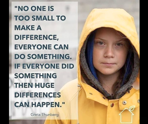 Greta Thurnberg with quote overlay
